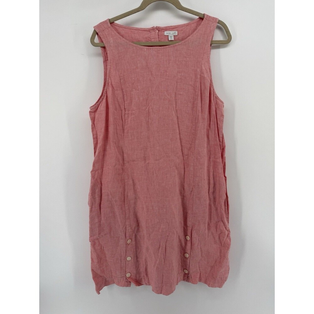 J Jill Dress Women Love Linen Pockets Boho Relaxed Lightweight pink Large petite - Picture 3 of 12